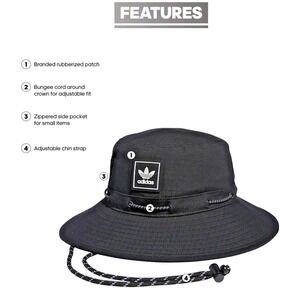 Adidas Originals Utility 2.0 Boonie Bucket Hat Cap NEW OSFA Black‎ Zip Pocket